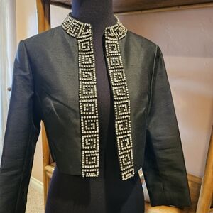 Vintage 1960s Bolero Cropped Acetate Jacket🖤🤍🖤🩶🤍